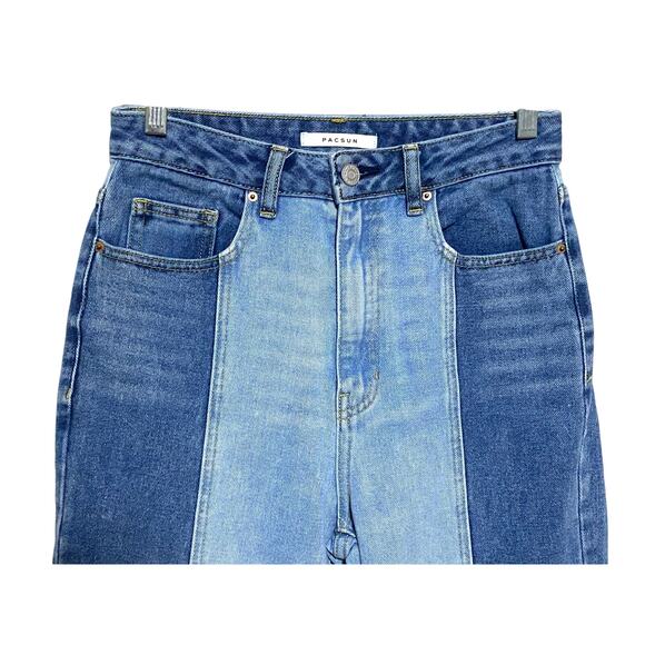 PacSun 90s Boyfriend Jeans Two Tone Color Block Blue Denim Womens 26 Cotton - Picture 3 of 8